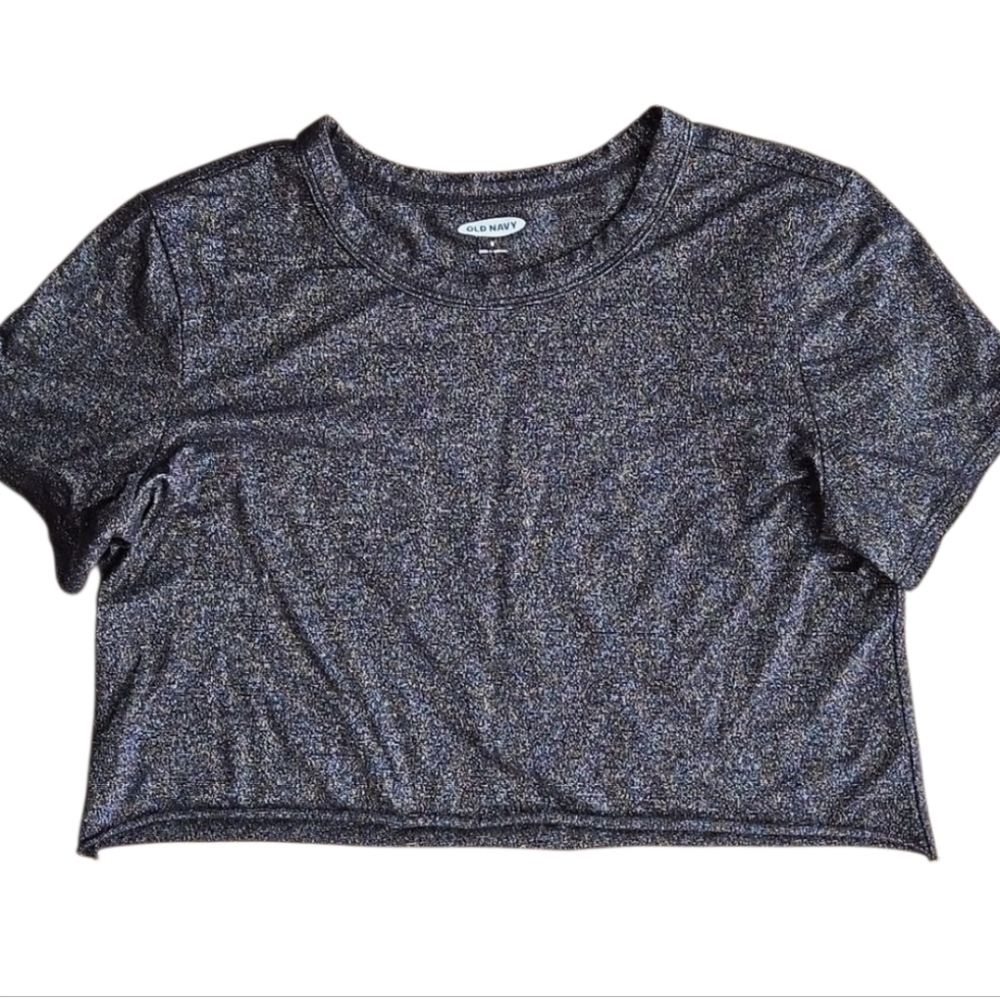 Old Navy cropped oversized short sleeve t-shirt metallic black size small